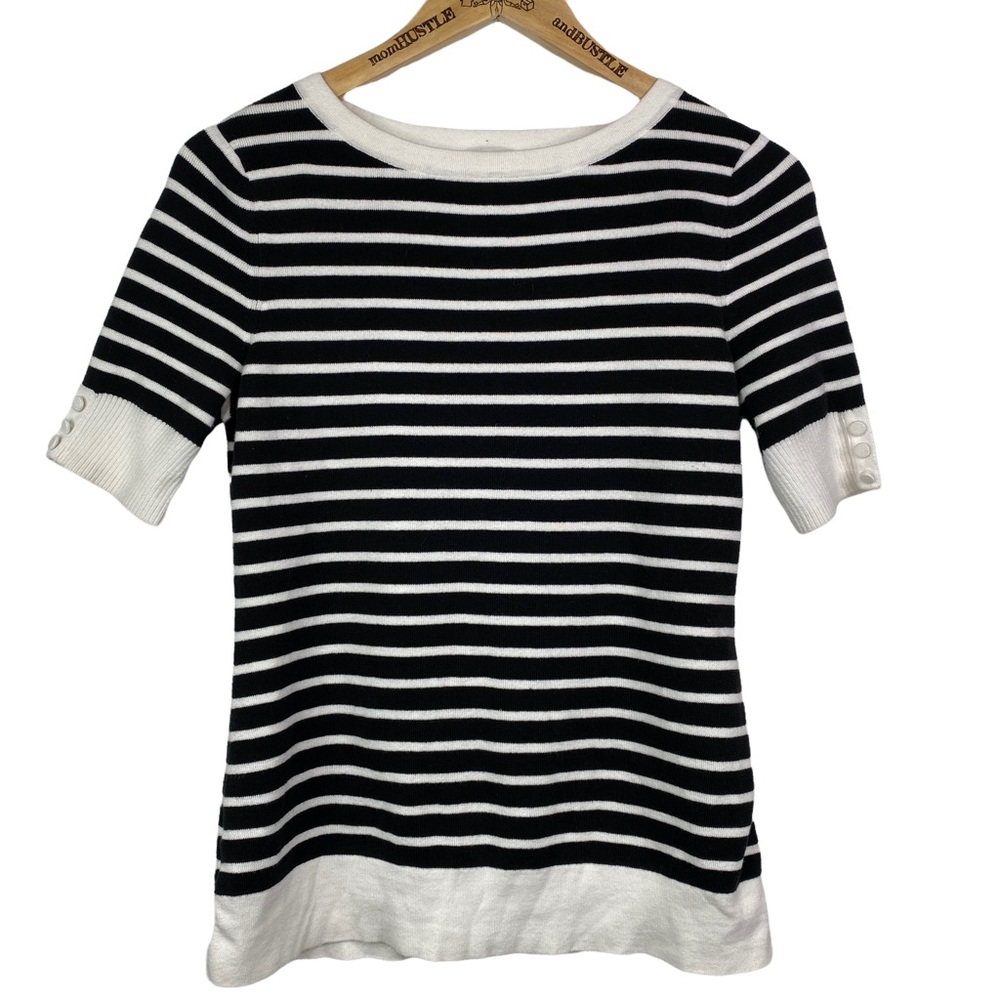 Medium ANN TAYLOR LOFT Striped Short Sleeve Sweater Top